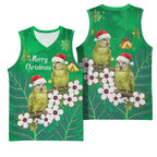 New Zealand Kakapo Christmas Basketball Jersey Owl Parrot Santa Sliver Fern Manuka - Green - Aussie Hoodie