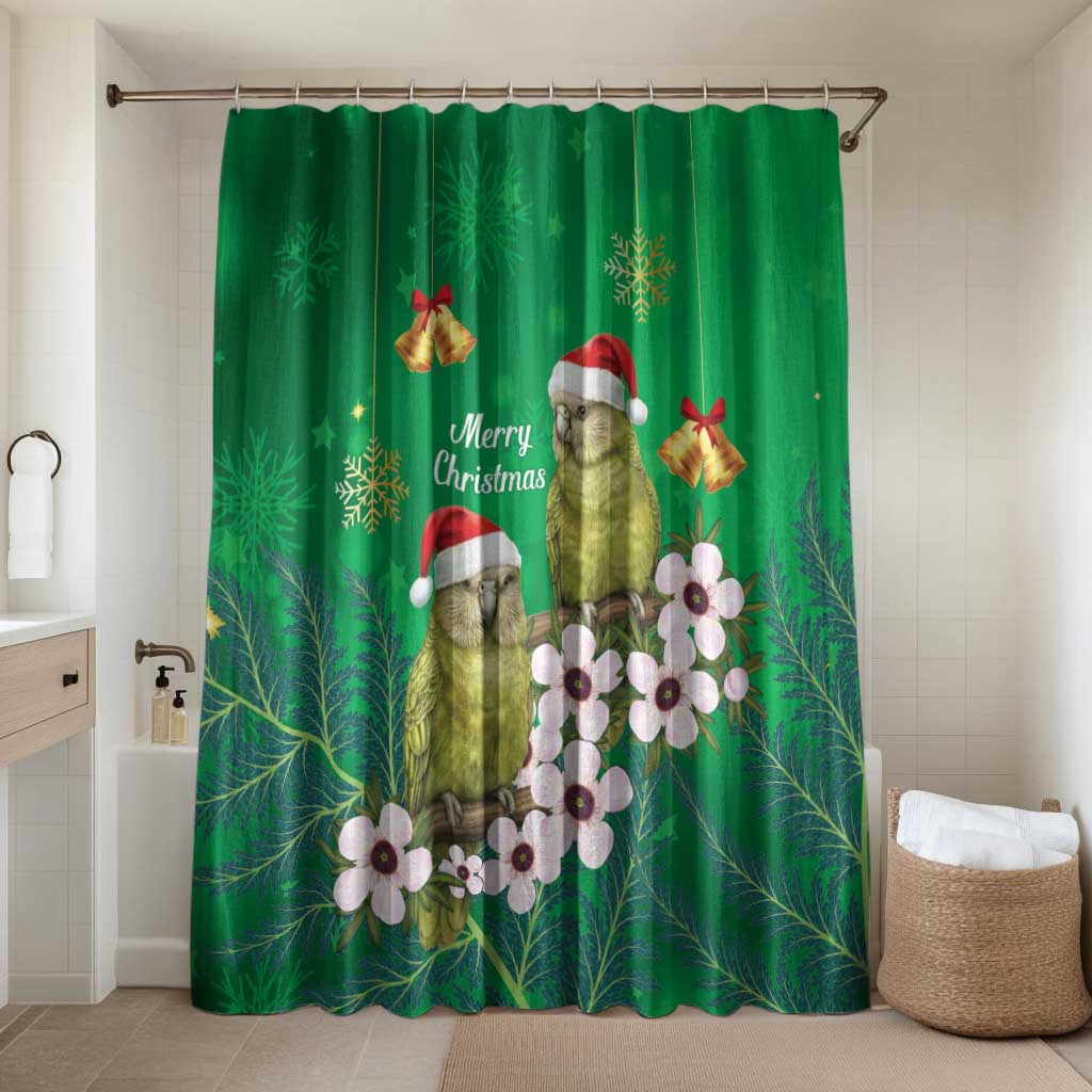 New Zealand Kakapo Christmas Bathroom Set Owl Parrot Santa Sliver Fern Manuka - Green - Aussie Hoodie