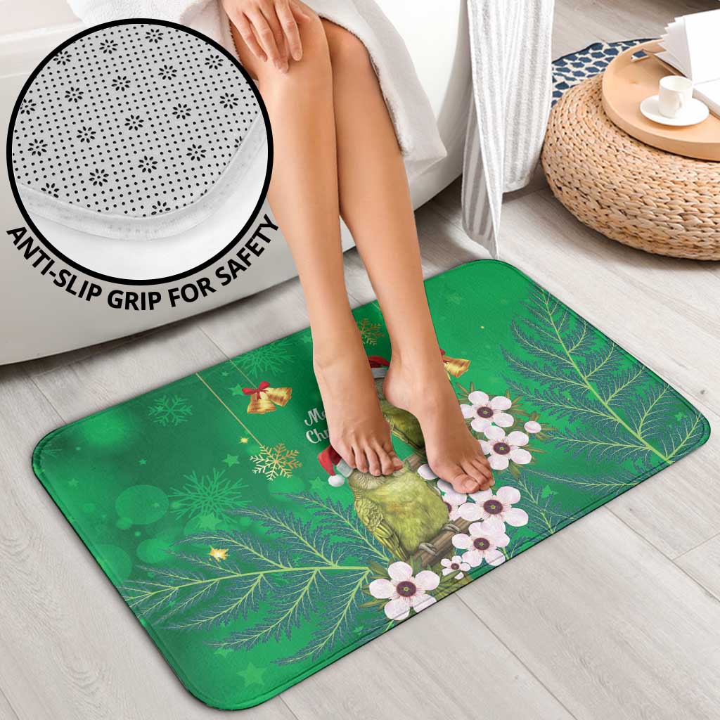 New Zealand Kakapo Christmas Bathroom Set Owl Parrot Santa Sliver Fern Manuka - Green - Aussie Hoodie