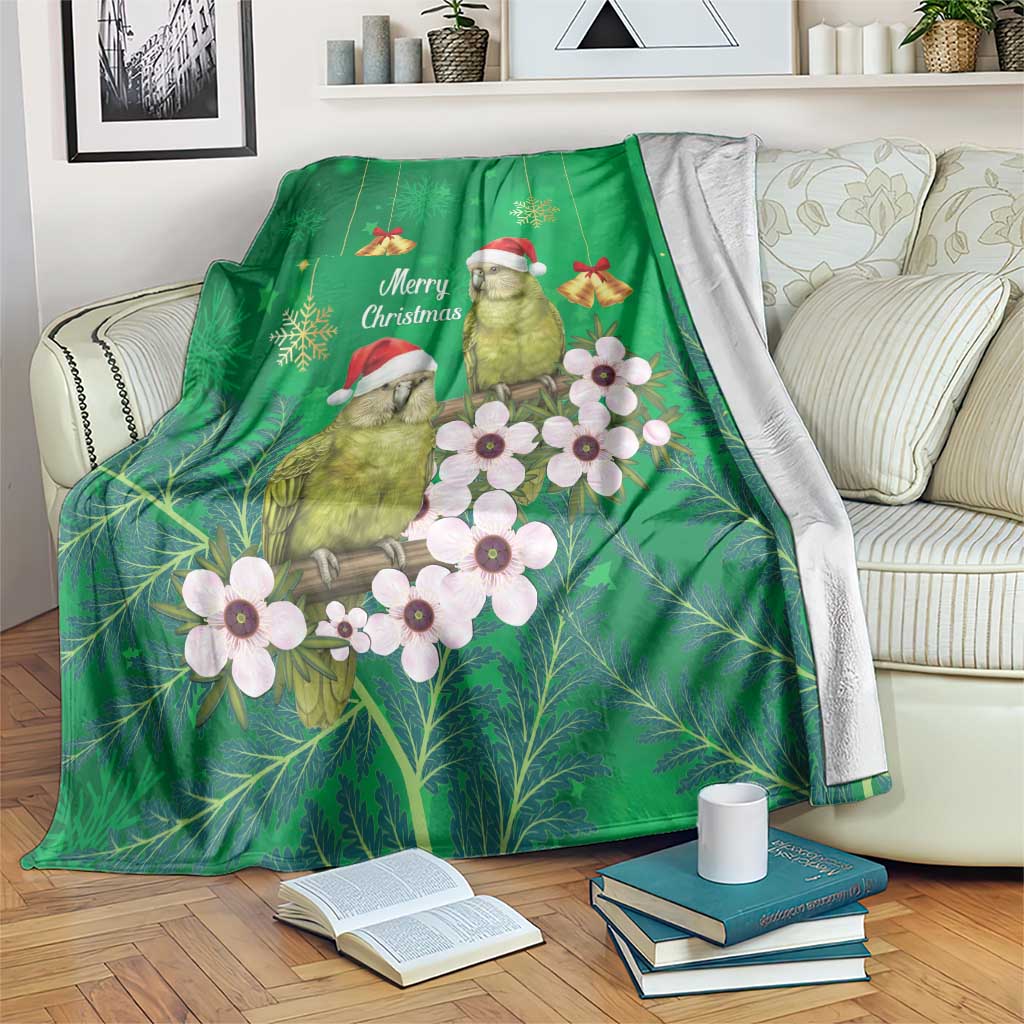 New Zealand Kakapo Christmas Blanket Owl Parrot Santa Sliver Fern Manuka - Green - Aussie Hoodie