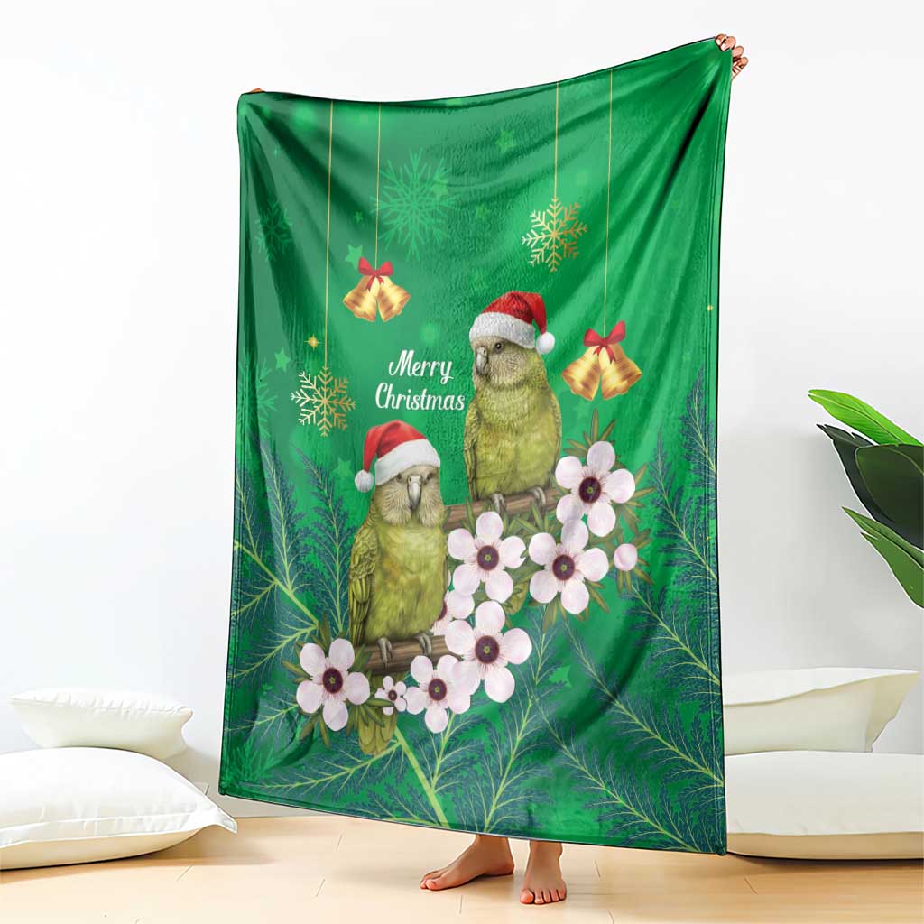 New Zealand Kakapo Christmas Blanket Owl Parrot Santa Sliver Fern Manuka - Green - Aussie Hoodie