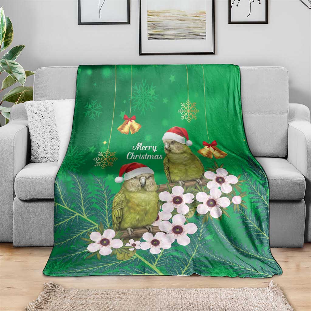 New Zealand Kakapo Christmas Blanket Owl Parrot Santa Sliver Fern Manuka - Green - Aussie Hoodie