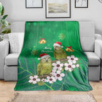 New Zealand Kakapo Christmas Blanket Owl Parrot Santa Sliver Fern Manuka - Green - Aussie Hoodie