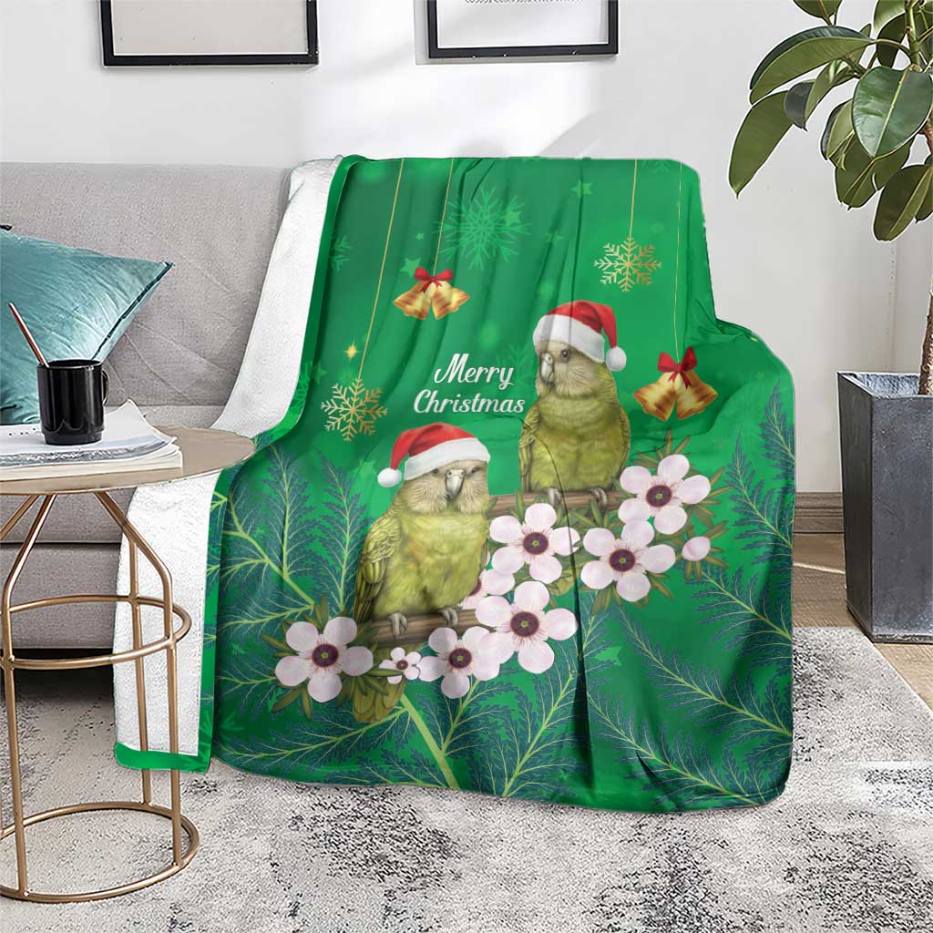 New Zealand Kakapo Christmas Blanket Owl Parrot Santa Sliver Fern Manuka - Green - Aussie Hoodie