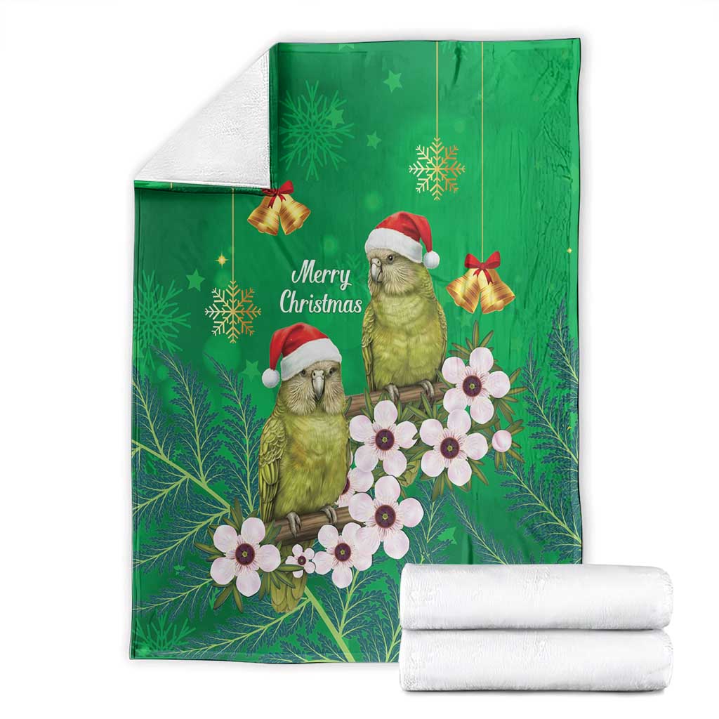New Zealand Kakapo Christmas Blanket Owl Parrot Santa Sliver Fern Manuka - Green - Aussie Hoodie