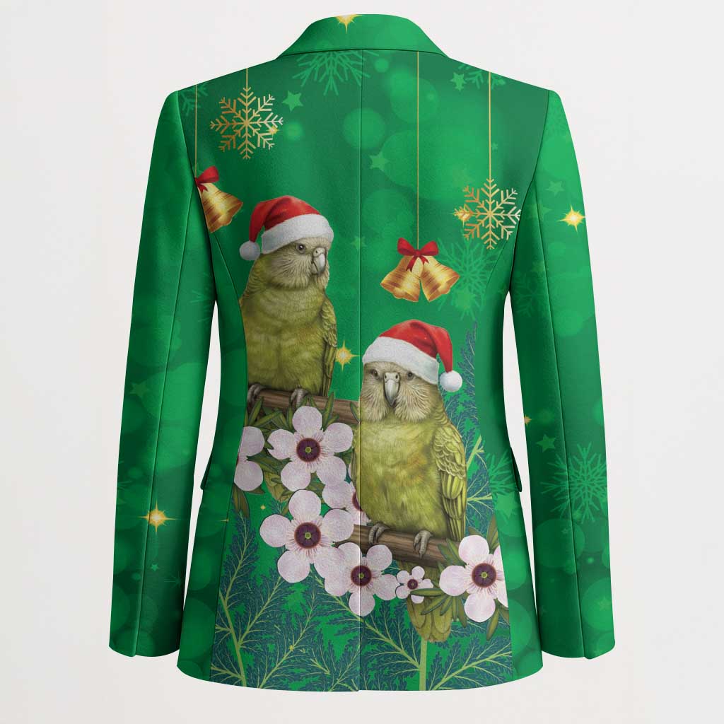 New Zealand Kakapo Christmas Blazer Owl Parrot Santa Sliver Fern Manuka - Green - Aussie Hoodie