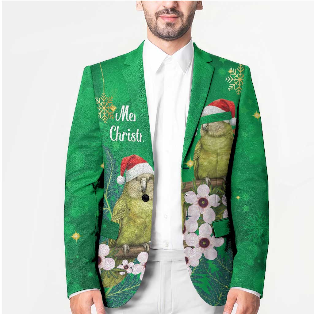 New Zealand Kakapo Christmas Blazer Owl Parrot Santa Sliver Fern Manuka - Green - Aussie Hoodie