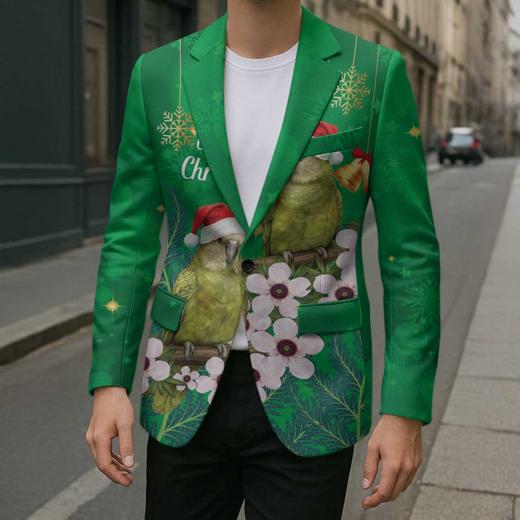 New Zealand Kakapo Christmas Blazer Owl Parrot Santa Sliver Fern Manuka - Green - Aussie Hoodie