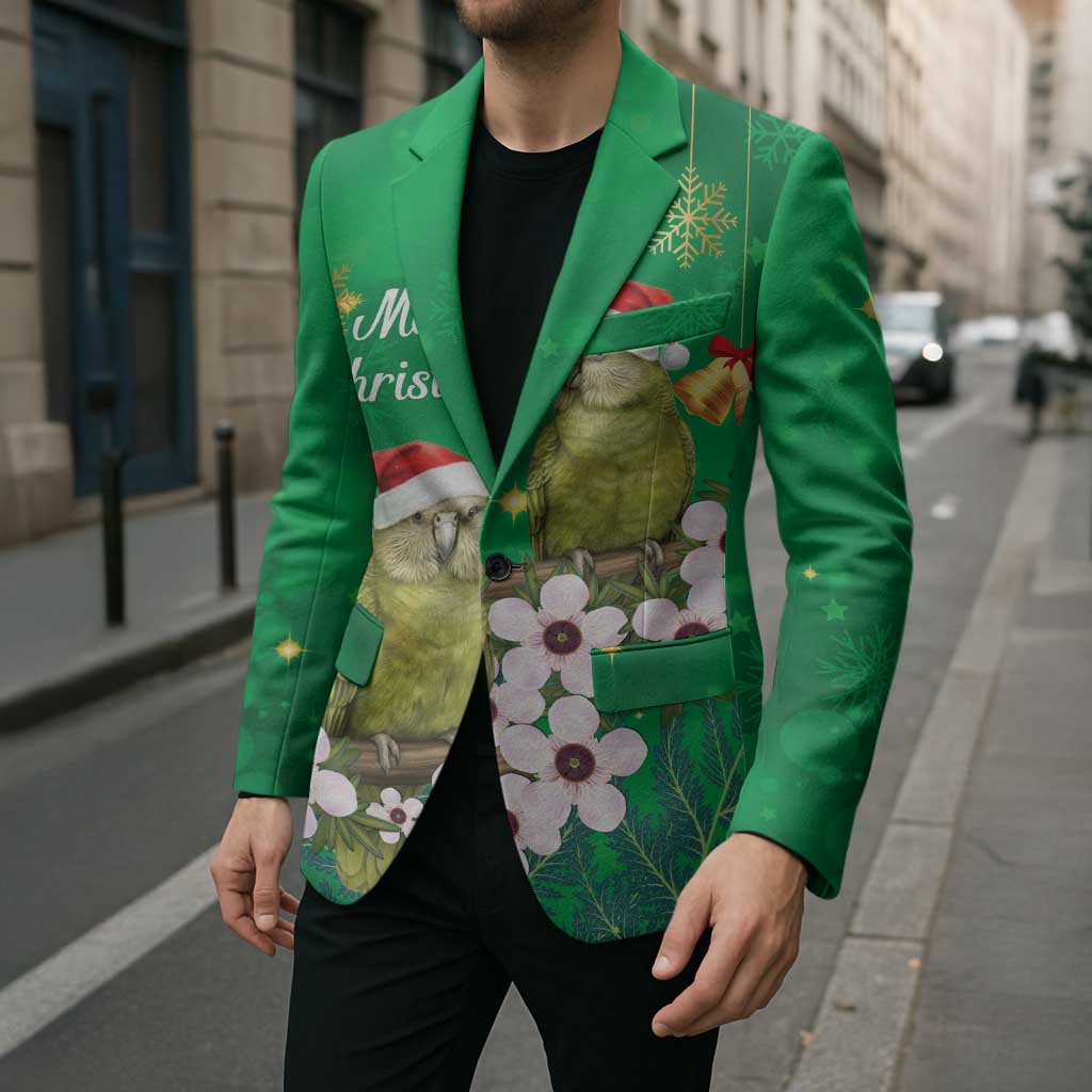 New Zealand Kakapo Christmas Blazer Owl Parrot Santa Sliver Fern Manuka - Green - Aussie Hoodie