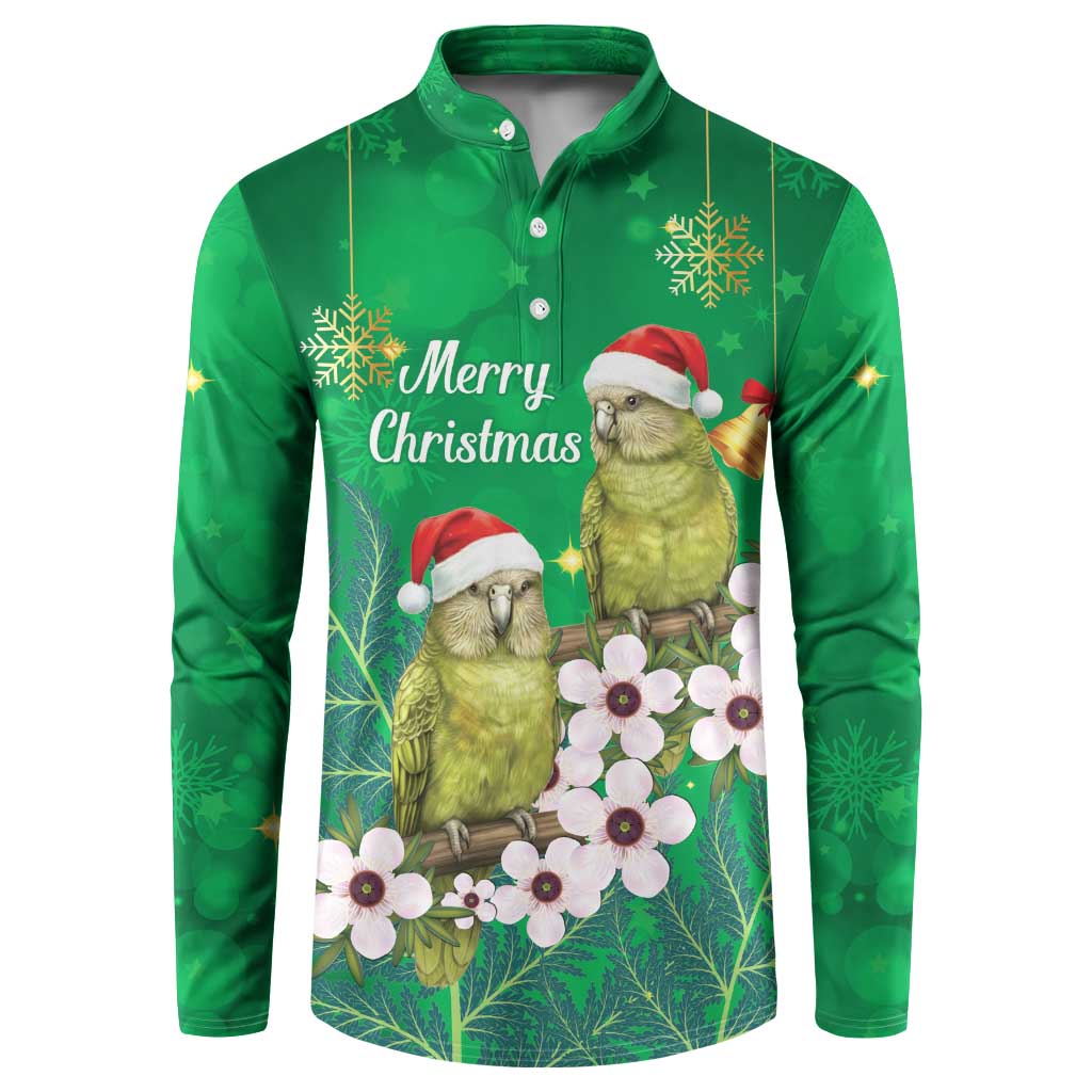 New Zealand Kakapo Christmas Button Sweatshirt Owl Parrot Santa Sliver Fern Manuka - Green - Aussie Hoodie