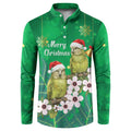New Zealand Kakapo Christmas Button Sweatshirt Owl Parrot Santa Sliver Fern Manuka - Green - Aussie Hoodie