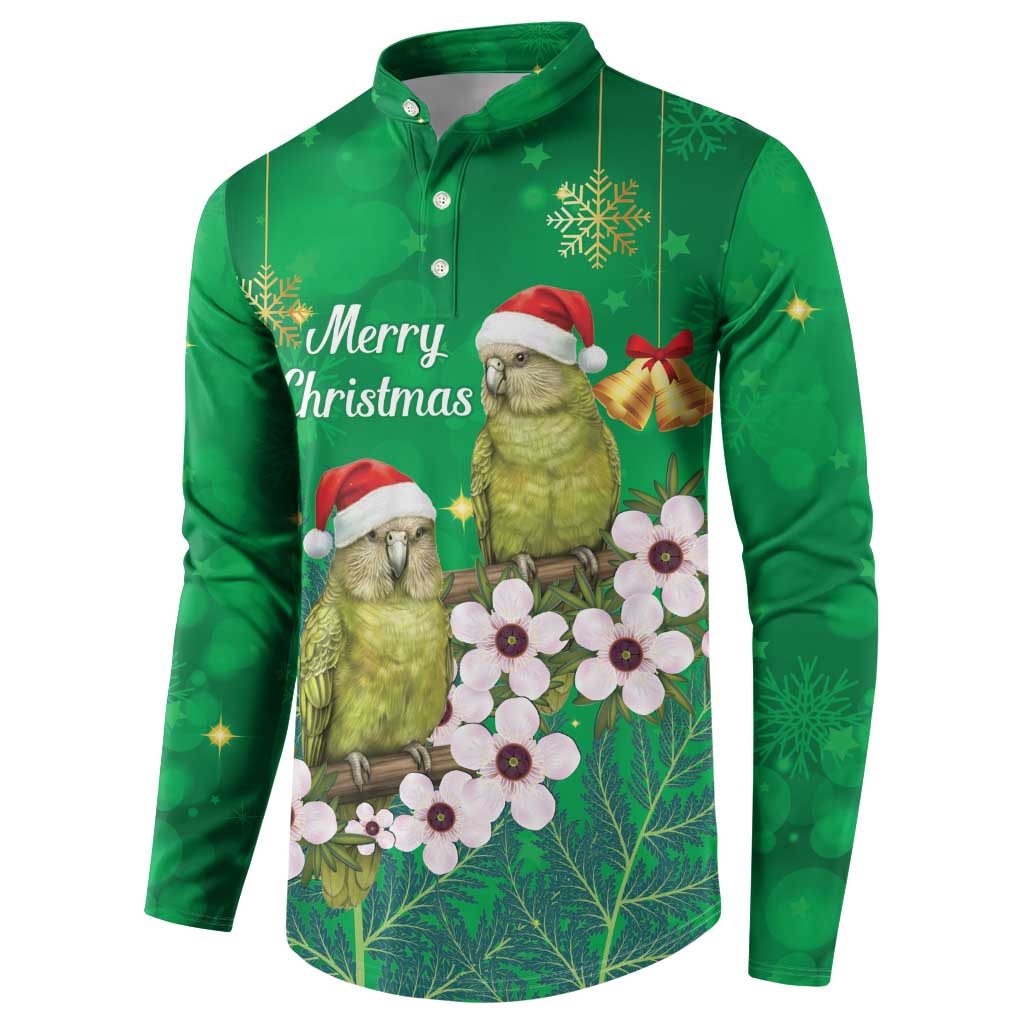 New Zealand Kakapo Christmas Button Sweatshirt Owl Parrot Santa Sliver Fern Manuka - Green - Aussie Hoodie