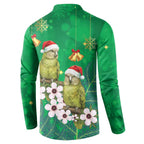 New Zealand Kakapo Christmas Button Sweatshirt Owl Parrot Santa Sliver Fern Manuka - Green - Aussie Hoodie