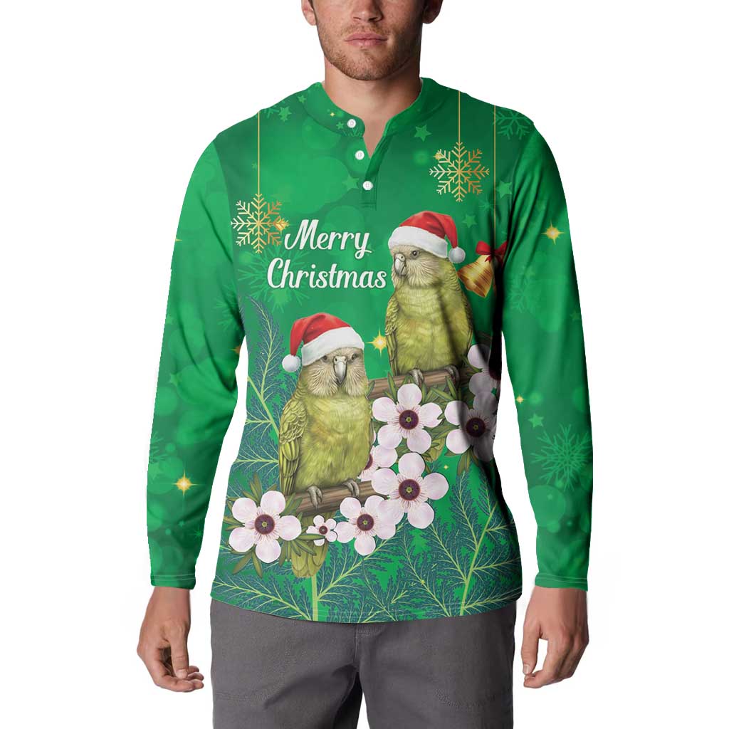 New Zealand Kakapo Christmas Button Sweatshirt Owl Parrot Santa Sliver Fern Manuka - Green - Aussie Hoodie