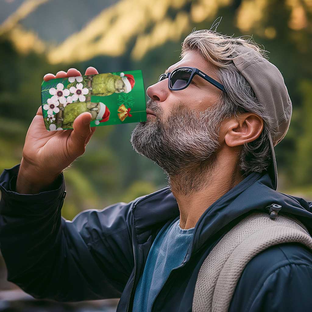 New Zealand Kakapo Christmas 4 in 1 Can Cooler Tumbler Owl Parrot Santa Sliver Fern Manuka - Green - Aussie Hoodie