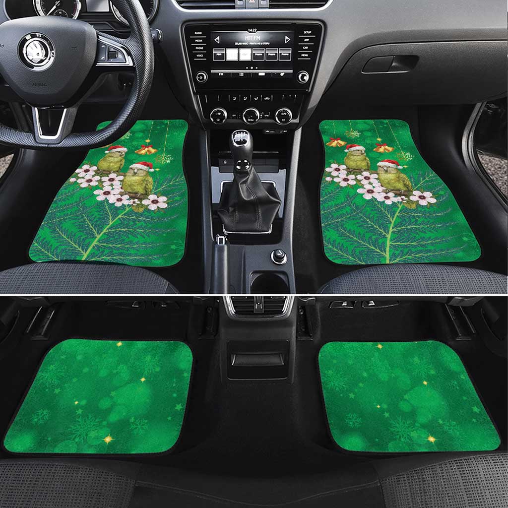 New Zealand Kakapo Christmas Car Mats Owl Parrot Santa Sliver Fern Manuka - Green - Aussie Hoodie
