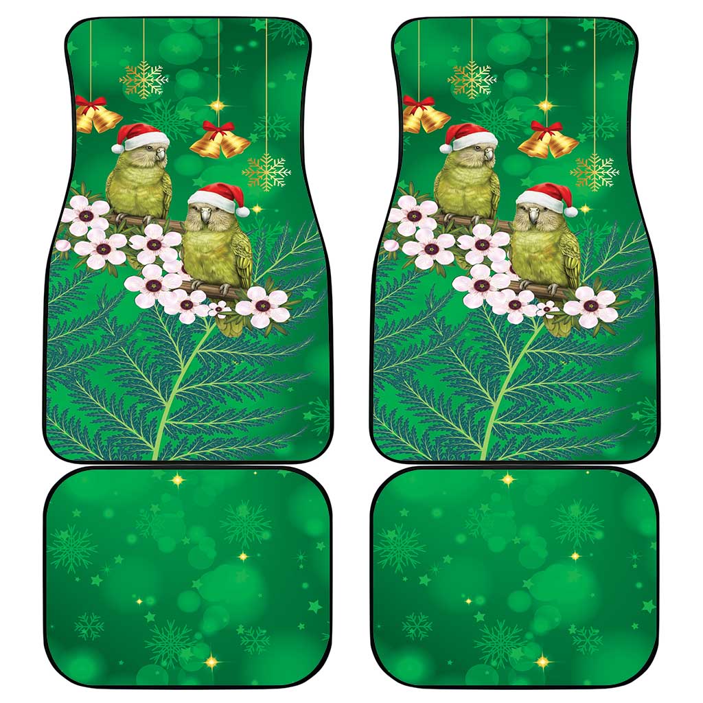 New Zealand Kakapo Christmas Car Mats Owl Parrot Santa Sliver Fern Manuka - Green - Aussie Hoodie