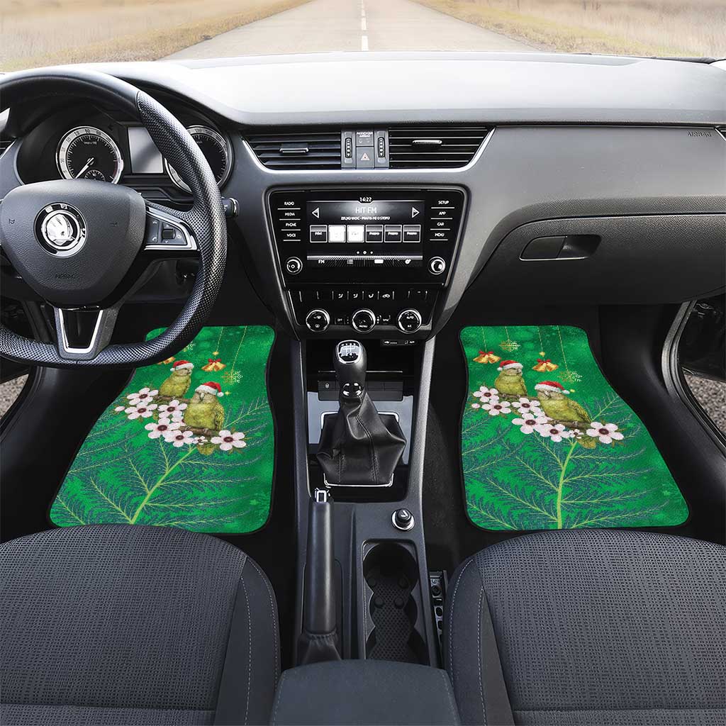New Zealand Kakapo Christmas Car Mats Owl Parrot Santa Sliver Fern Manuka - Green - Aussie Hoodie