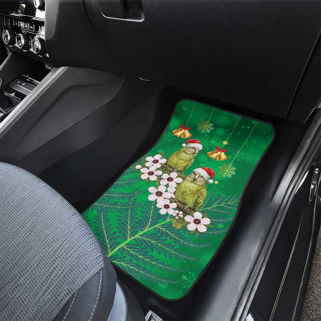 New Zealand Kakapo Christmas Car Mats Owl Parrot Santa Sliver Fern Manuka - Green - Aussie Hoodie