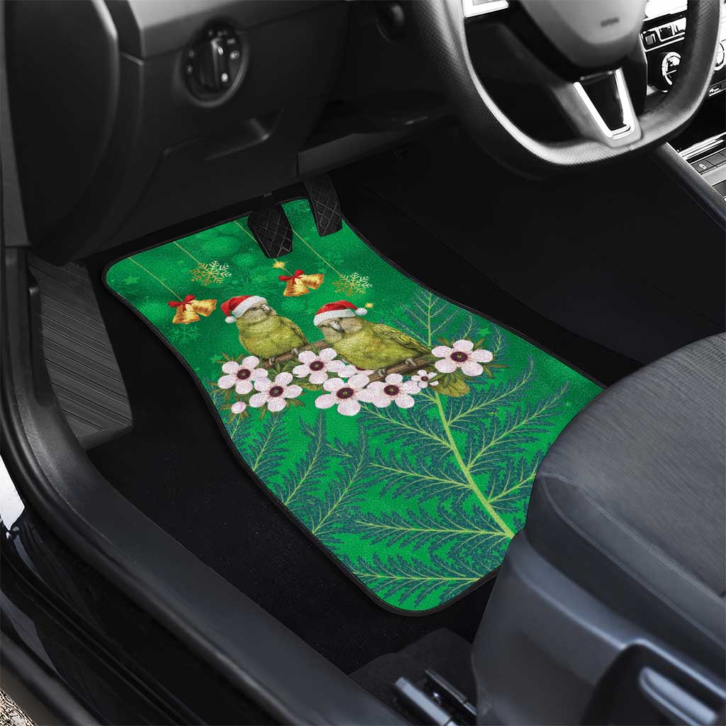 New Zealand Kakapo Christmas Car Mats Owl Parrot Santa Sliver Fern Manuka - Green - Aussie Hoodie
