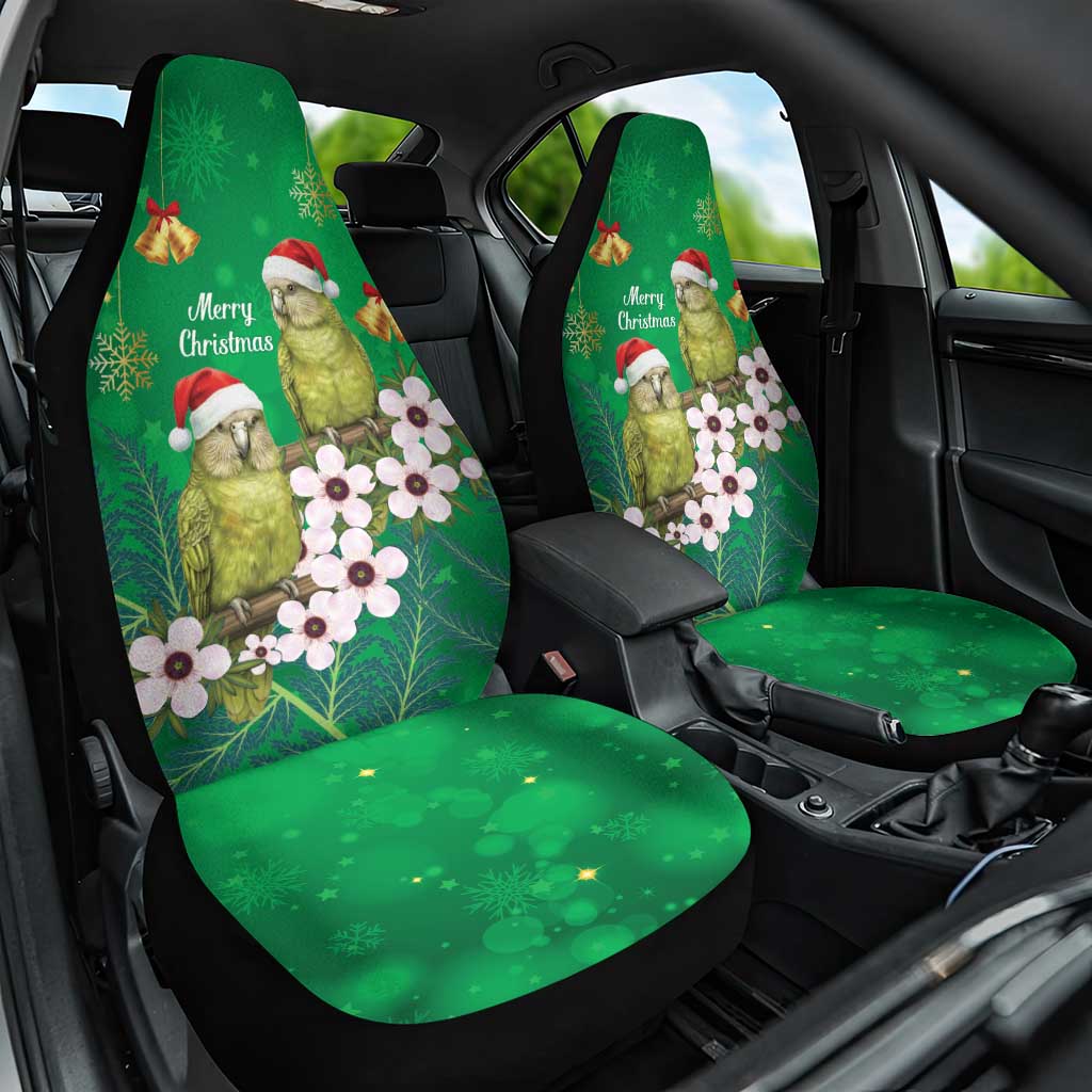 New Zealand Kakapo Christmas Car Seat Cover Owl Parrot Santa Sliver Fern Manuka - Green - Aussie Hoodie