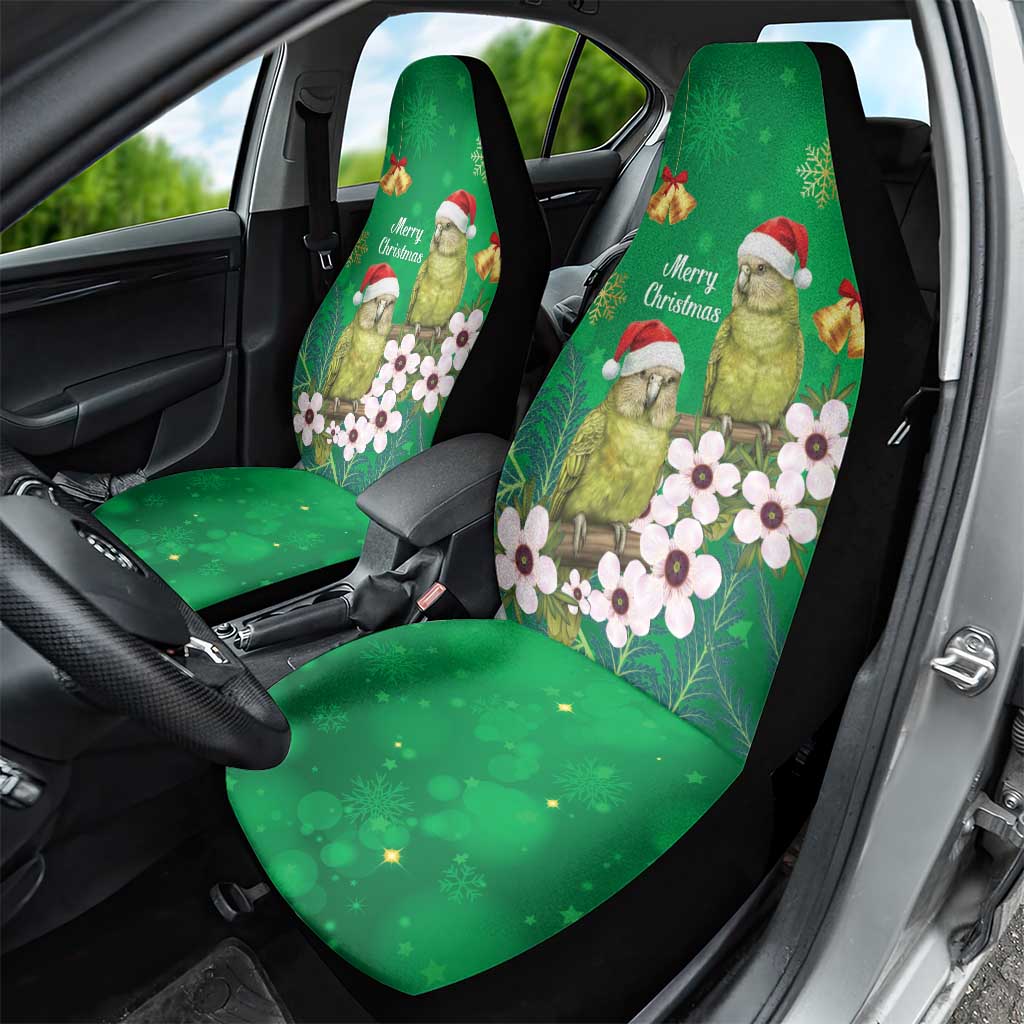 New Zealand Kakapo Christmas Car Seat Cover Owl Parrot Santa Sliver Fern Manuka - Green - Aussie Hoodie