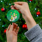 New Zealand Kakapo Christmas Ceramic Ornament Owl Parrot Santa Sliver Fern Manuka - Green - Aussie Hoodie