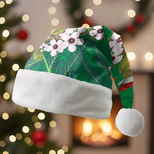 New Zealand Kakapo Christmas Santa Hat Owl Parrot Santa Sliver Fern Manuka - Green - Aussie Hoodie