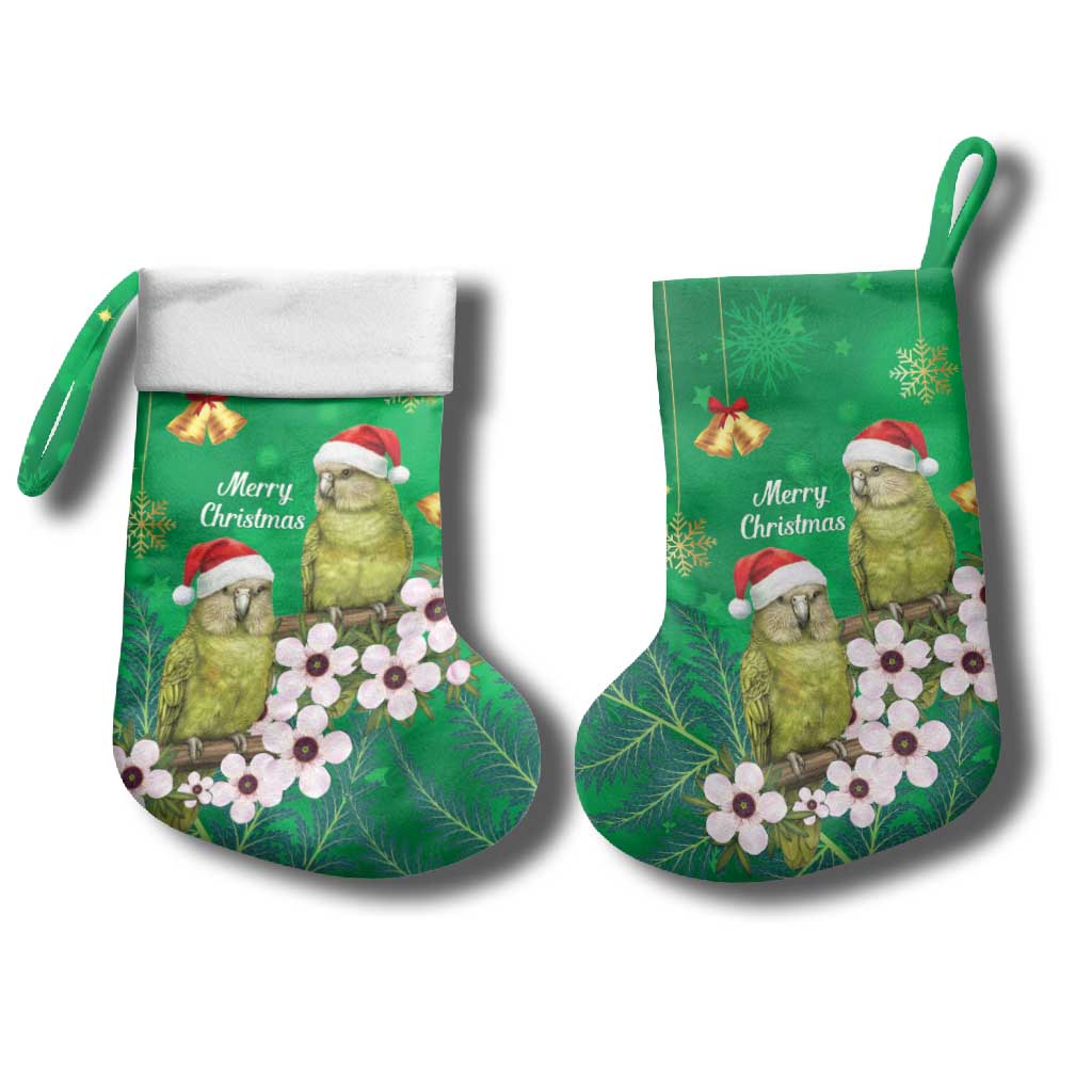 New Zealand Kakapo Christmas Stocking Owl Parrot Santa Sliver Fern Manuka - Green - Aussie Hoodie