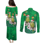 New Zealand Kakapo Christmas Couples Matching Puletasi and Long Sleeve Button Shirt Owl Parrot Santa Sliver Fern Manuka - Green - Aussie Hoodie