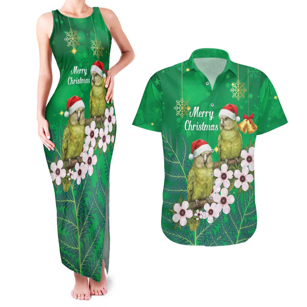 New Zealand Kakapo Christmas Couples Matching Tank Maxi Dress and Hawaiian Shirt Owl Parrot Santa Sliver Fern Manuka - Green - Aussie Hoodie