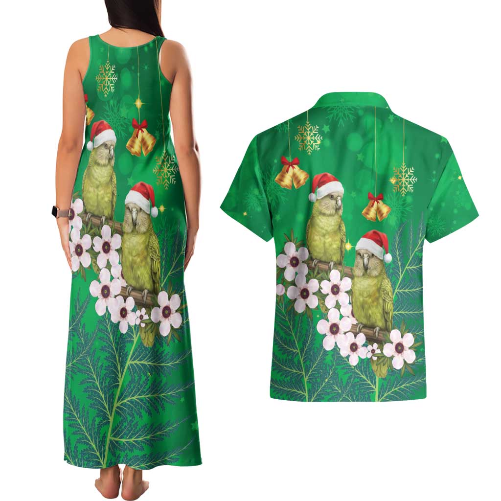 New Zealand Kakapo Christmas Couples Matching Tank Maxi Dress and Hawaiian Shirt Owl Parrot Santa Sliver Fern Manuka - Green - Aussie Hoodie