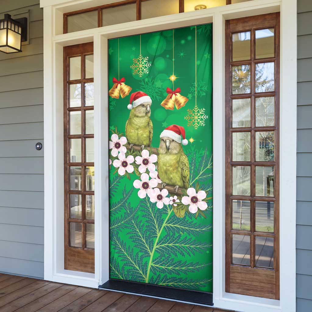 New Zealand Kakapo Christmas Door Cover Owl Parrot Santa Sliver Fern Manuka - Green - Aussie Hoodie