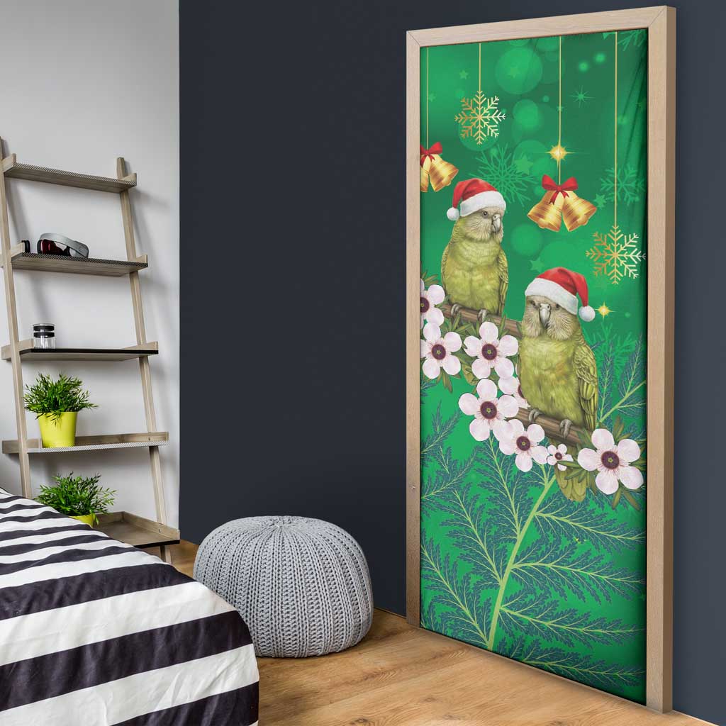 New Zealand Kakapo Christmas Door Cover Owl Parrot Santa Sliver Fern Manuka - Green - Aussie Hoodie