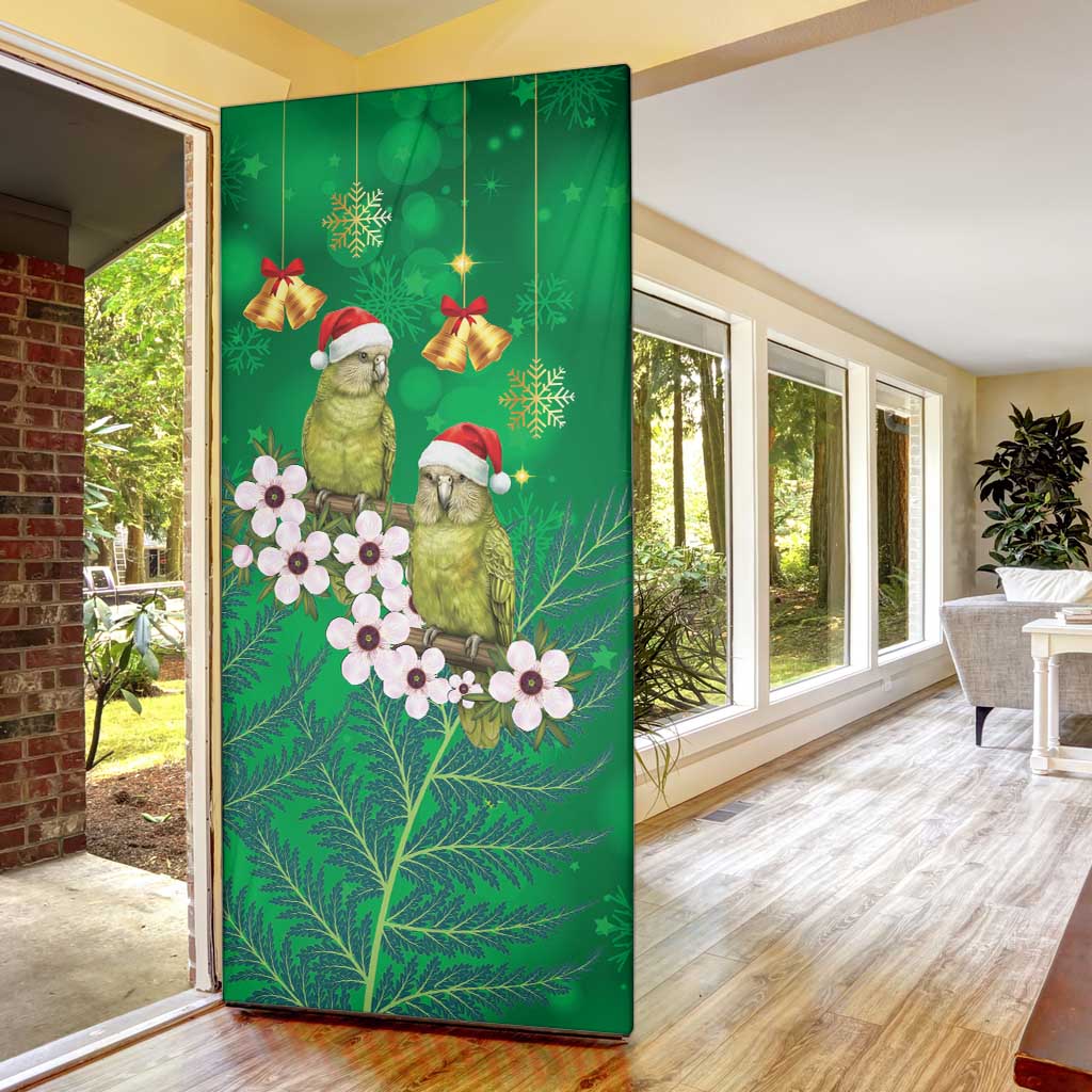 New Zealand Kakapo Christmas Door Cover Owl Parrot Santa Sliver Fern Manuka - Green - Aussie Hoodie