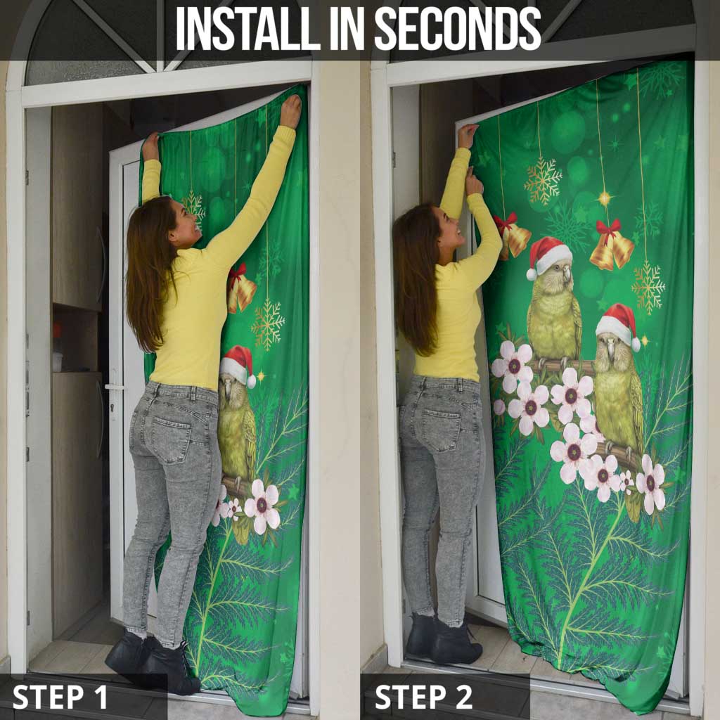 New Zealand Kakapo Christmas Door Cover Owl Parrot Santa Sliver Fern Manuka - Green - Aussie Hoodie