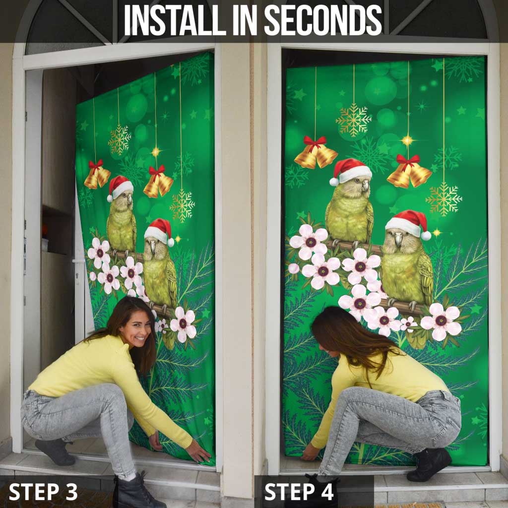 New Zealand Kakapo Christmas Door Cover Owl Parrot Santa Sliver Fern Manuka - Green - Aussie Hoodie