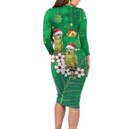 New Zealand Kakapo Christmas Family Matching Long Sleeve Bodycon Dress and Hawaiian Shirt Owl Parrot Santa Sliver Fern Manuka - Green - Aussie Hoodie