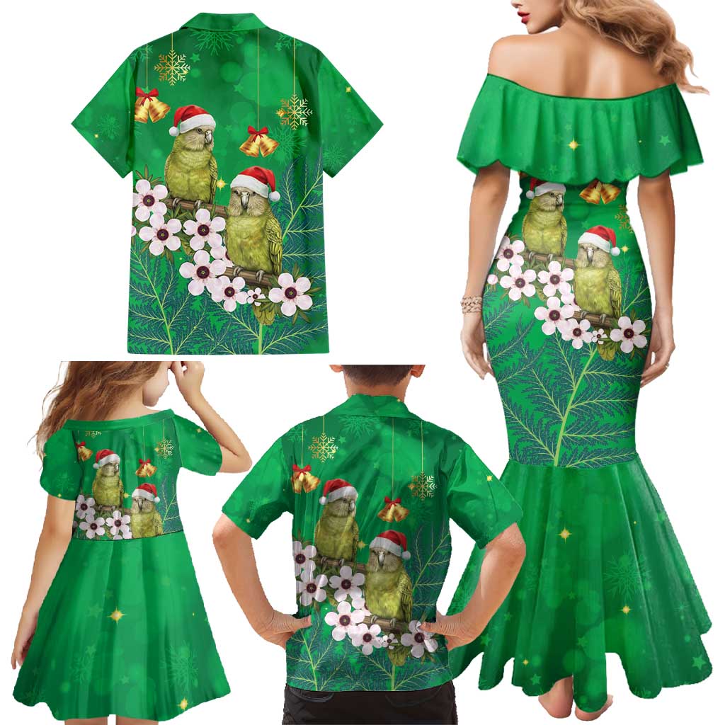 New Zealand Kakapo Christmas Family Matching Mermaid Dress and Hawaiian Shirt Owl Parrot Santa Sliver Fern Manuka - Green - Aussie Hoodie