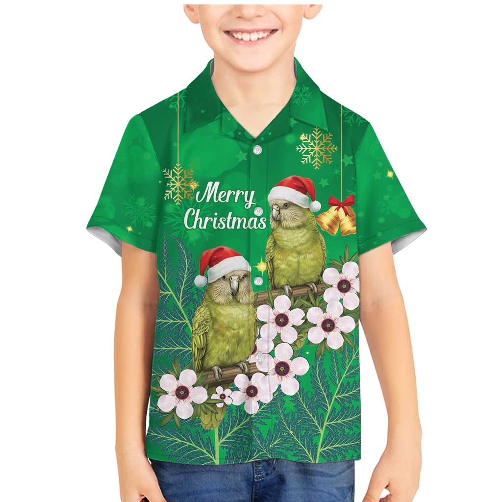 New Zealand Kakapo Christmas Family Matching Mermaid Dress and Hawaiian Shirt Owl Parrot Santa Sliver Fern Manuka - Green - Aussie Hoodie