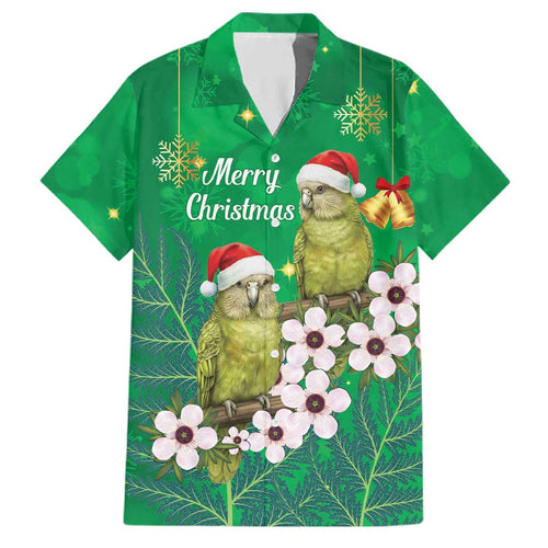 New Zealand Kakapo Christmas Family Matching Off The Shoulder Long Sleeve Dress and Hawaiian Shirt Owl Parrot Santa Sliver Fern Manuka - Green - Aussie Hoodie