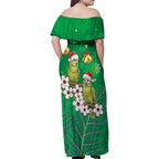 New Zealand Kakapo Christmas Family Matching Off Shoulder Maxi Dress and Hawaiian Shirt Owl Parrot Santa Sliver Fern Manuka - Green - Aussie Hoodie