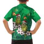 New Zealand Kakapo Christmas Family Matching Off Shoulder Short Dress and Hawaiian Shirt Owl Parrot Santa Sliver Fern Manuka - Green - Aussie Hoodie