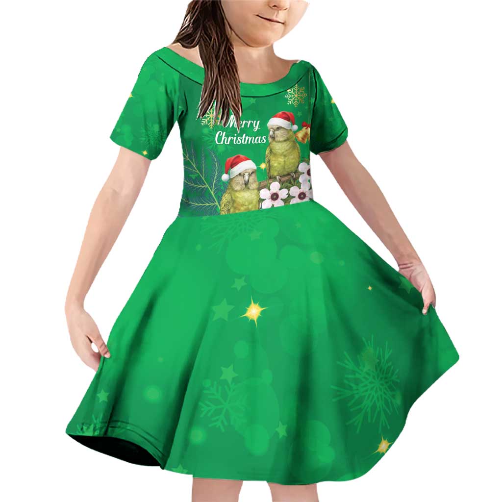 New Zealand Kakapo Christmas Family Matching Off Shoulder Short Dress and Hawaiian Shirt Owl Parrot Santa Sliver Fern Manuka - Green - Aussie Hoodie
