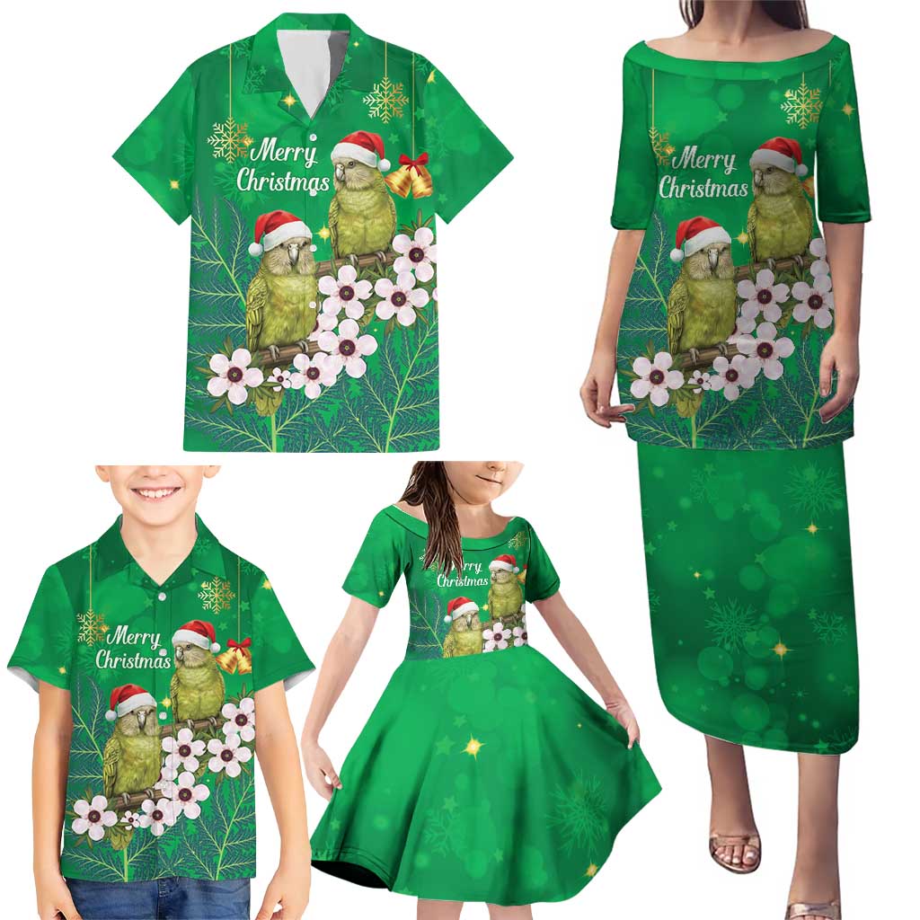 New Zealand Kakapo Christmas Family Matching Puletasi and Hawaiian Shirt Owl Parrot Santa Sliver Fern Manuka - Green - Aussie Hoodie