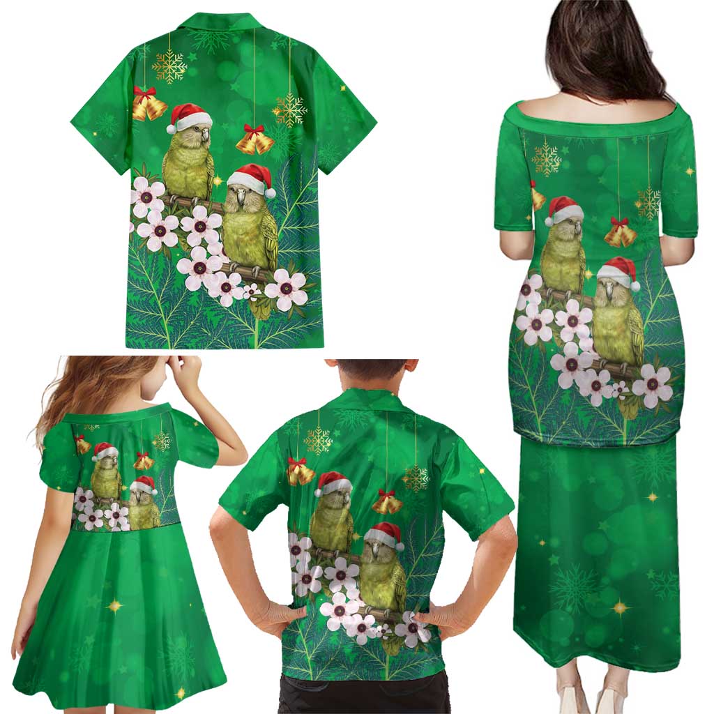 New Zealand Kakapo Christmas Family Matching Puletasi and Hawaiian Shirt Owl Parrot Santa Sliver Fern Manuka - Green - Aussie Hoodie