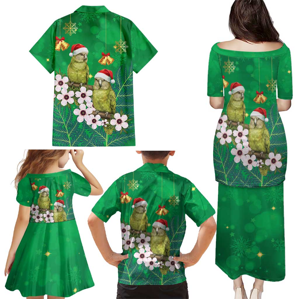 New Zealand Kakapo Christmas Family Matching Puletasi and Hawaiian Shirt Owl Parrot Santa Sliver Fern Manuka - Green - Aussie Hoodie