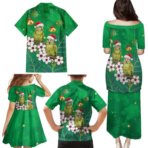 New Zealand Kakapo Christmas Family Matching Puletasi and Hawaiian Shirt Owl Parrot Santa Sliver Fern Manuka - Green - Aussie Hoodie
