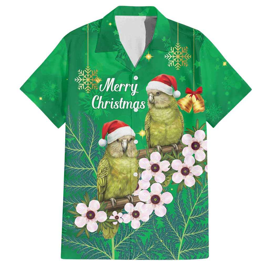 New Zealand Kakapo Christmas Family Matching Puletasi and Hawaiian Shirt Owl Parrot Santa Sliver Fern Manuka - Green - Aussie Hoodie