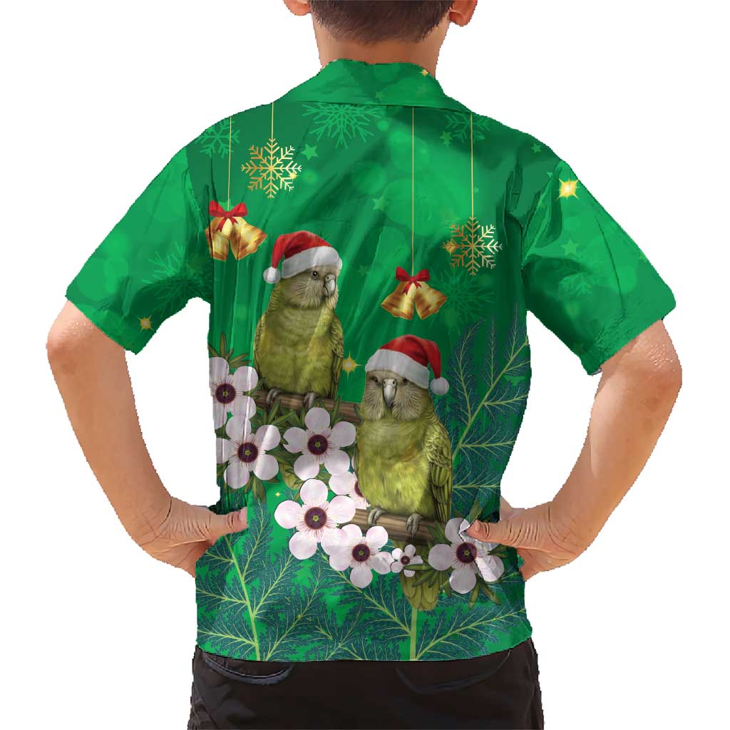 New Zealand Kakapo Christmas Family Matching Short Sleeve Bodycon Dress and Hawaiian Shirt Owl Parrot Santa Sliver Fern Manuka - Green - Aussie Hoodie